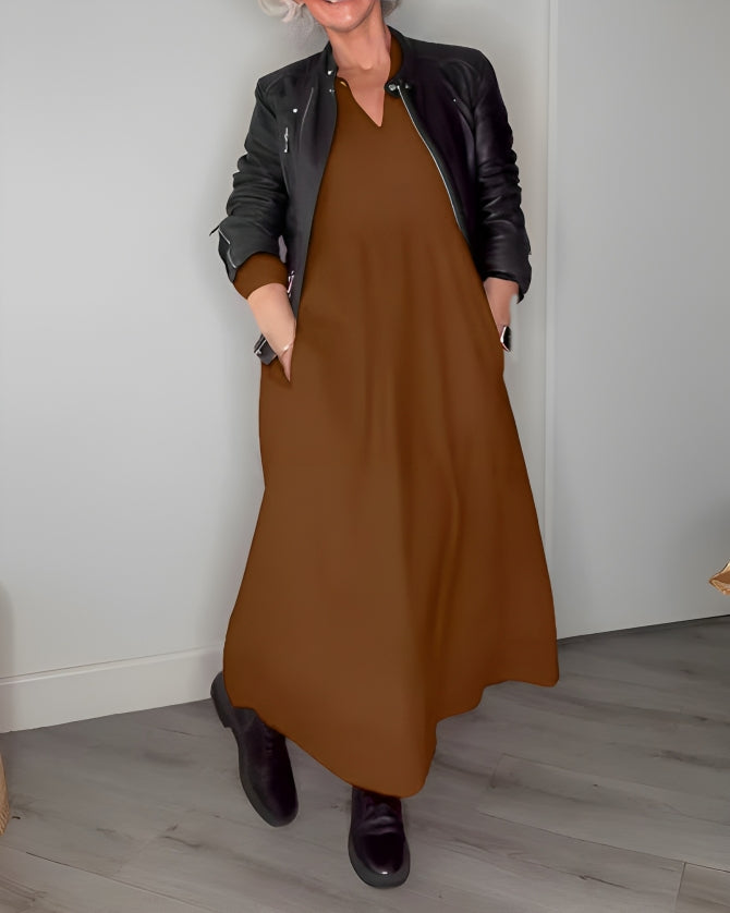 Alena | Elegantní maxi šaty s výstřihem do V