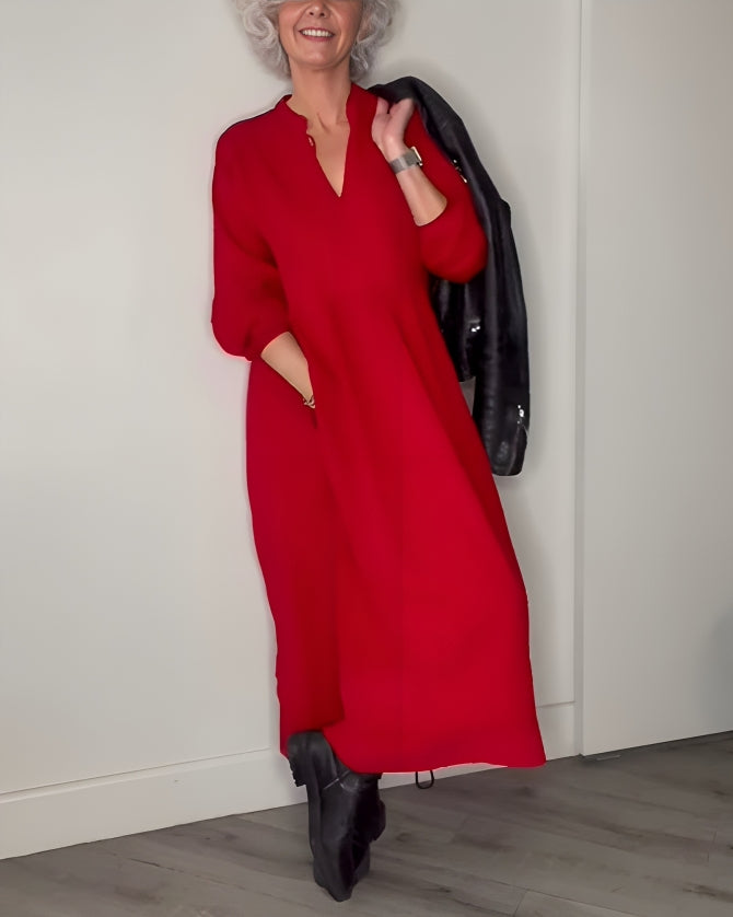 Alena | Elegantní maxi šaty s výstřihem do V